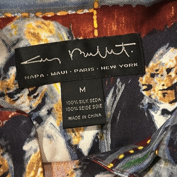 Guy Buffet Perfect Martini Silk Button Front Camp Shirt Men Medium Casual - Picture 5 of 8